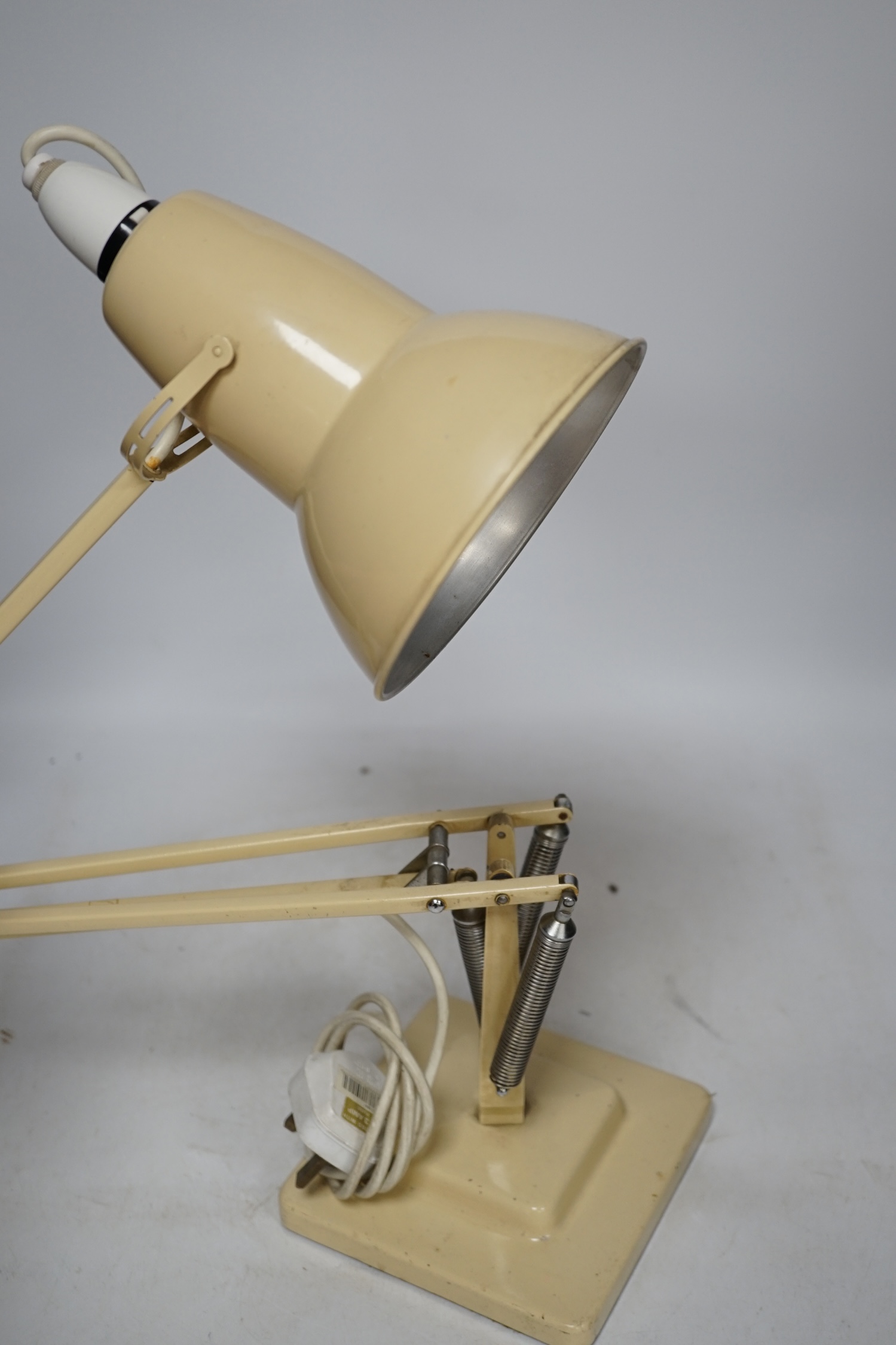 A square base cream enamelled Anglepoise lamp, approx. 90cm overall. Condition - good
